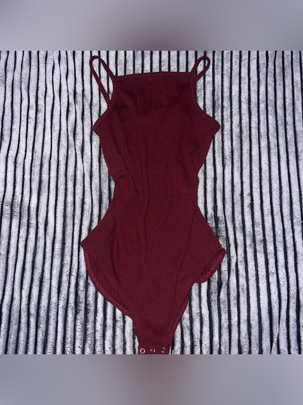 Rue21 Ribbed Sleeveless Burgundy Tank Bodysuit